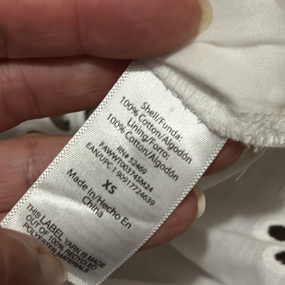 NWT Free Assembly Cotton Eyelet Flutter Sleeve-White-Sz XS - Picture 16 of 16